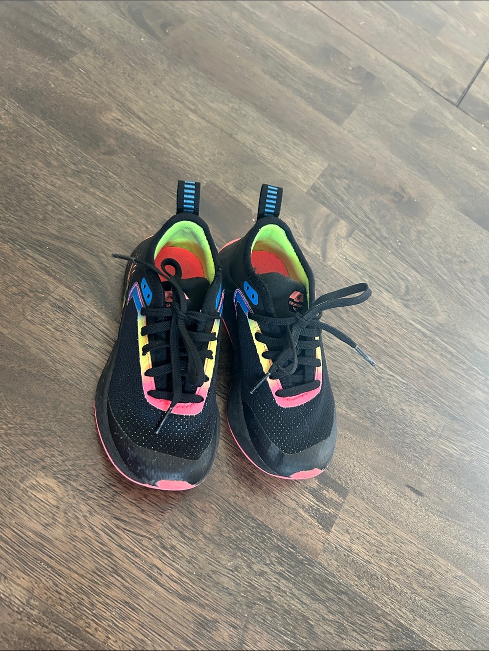 Kids New Balance Fresh Foam Fast V2 running Sneakers Black with Neon Accents